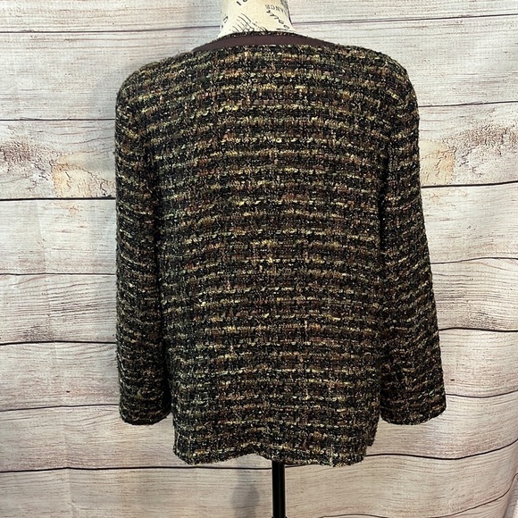 Lafayette 148 Blazer Tweed Front Zipper Brown Size 16 - Picture 5 of 12